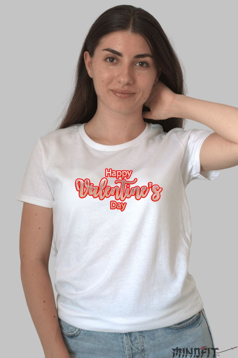Tricou Valentine's Day - Happy Valentine's Day dama alb