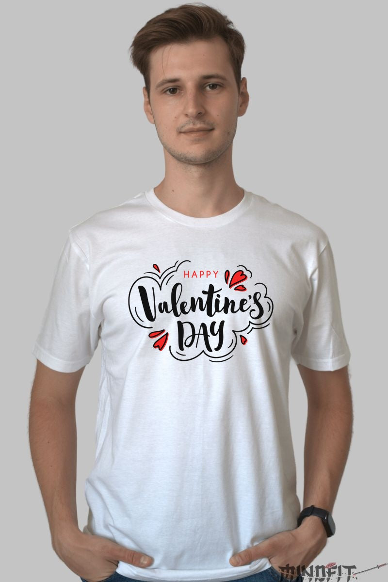 Tricou Valentine's Day - Happy Valentine's Day Grafica Romantica barbat alb