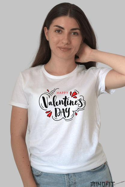 Tricou Valentine's Day - Happy Valentine's Day Grafica Romantica dama alb