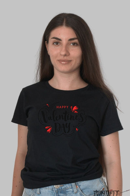 Tricou Valentine's Day - Happy Valentine's Day Grafica Romantica dama negru