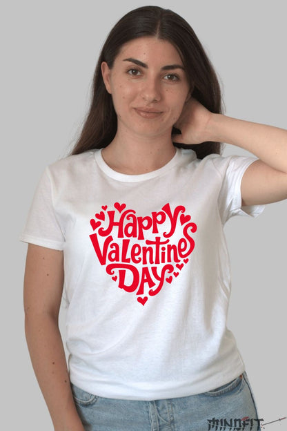 Tricou Valentine's Day - Happy Valentine's Day in Inima Iubirii dama alb