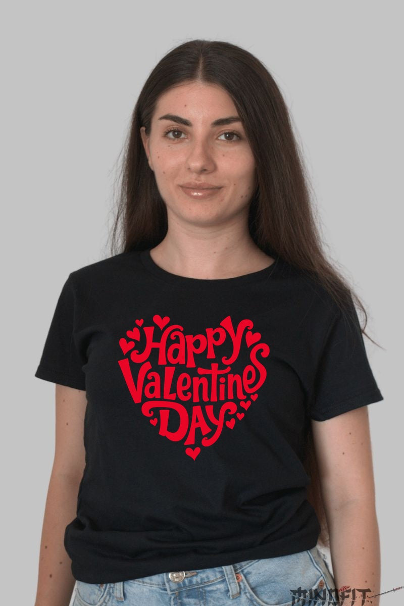 Tricou Valentine's Day - Happy Valentine's Day in Inima Iubirii dama negru