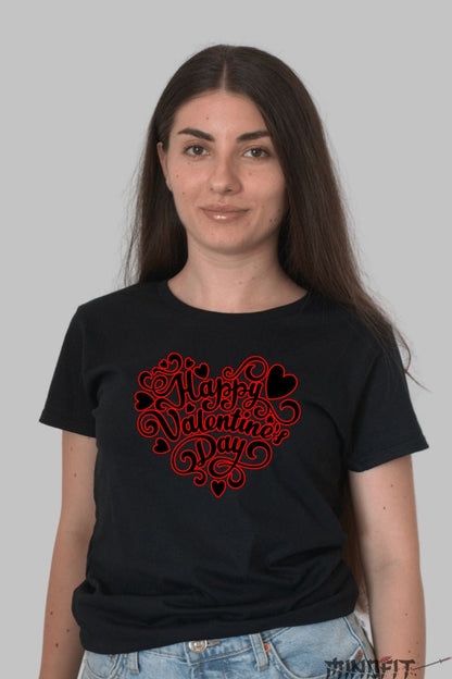 Tricou Valentine's Day - Happy Valentine's Day Inima Rosie dama negru