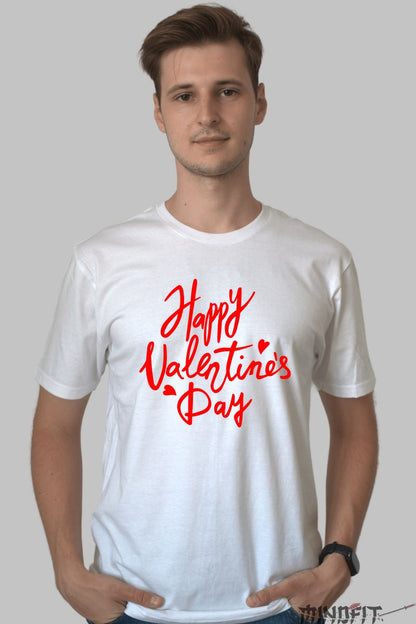 Tricou Valentine's Day - Happy Valentine's Day Red Script barbat alb