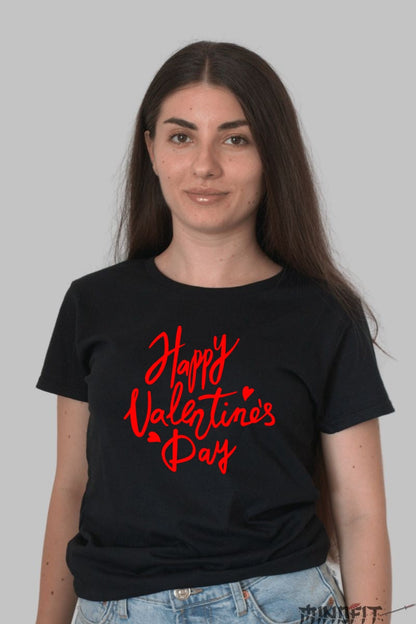 Tricou Valentine's Day - Happy Valentine's Day Red Script dama negru