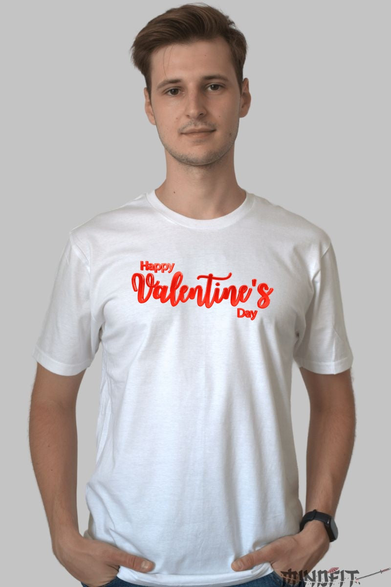 Tricou Valentine's Day - Happy Valentine's Day Rosu Electric barbat alb