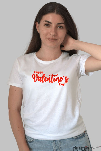 Tricou Valentine's Day - Happy Valentine's Day Rosu Electric dama alb