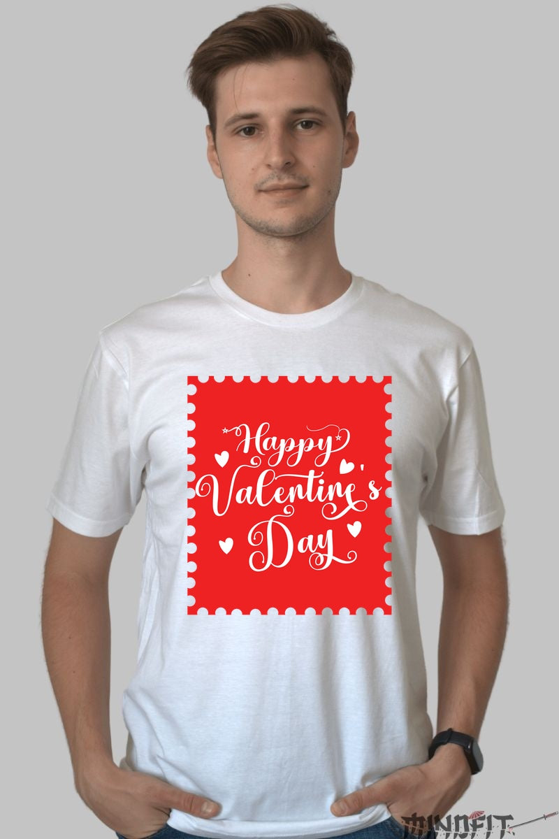 Tricou Valentine's Day - Happy Valentine's Day Stamp barbat alb