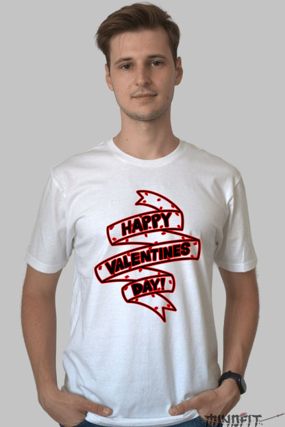 Tricou Valentine's Day - Happy Valentines Day Banner barbat alb