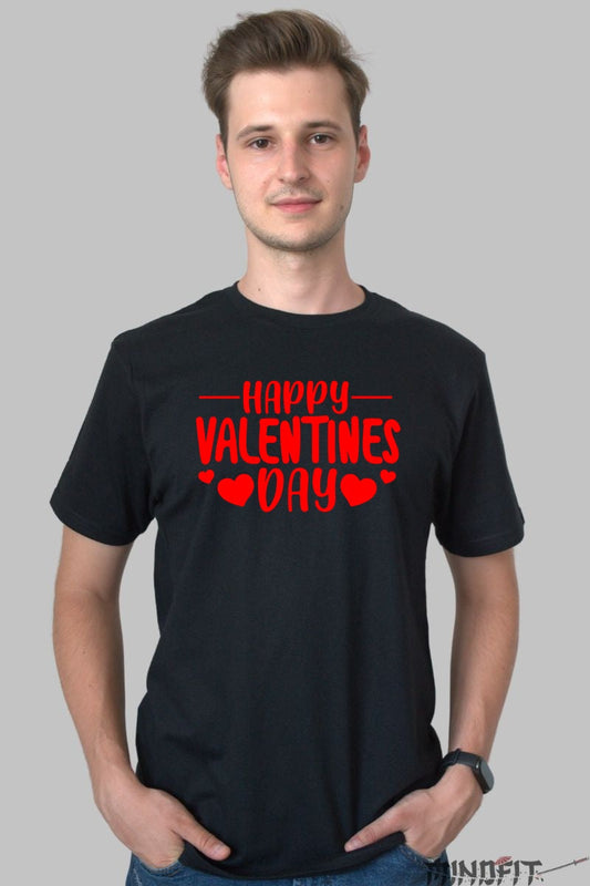 Tricou Valentine's Day - Happy Valentines Day Inimioare Rosii barbat negru