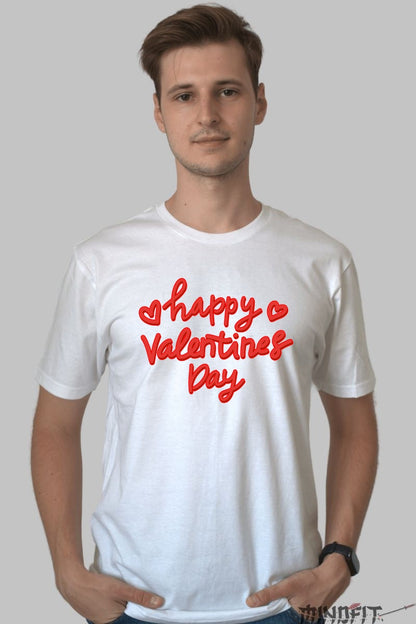 Tricou Valentine's Day - Happy Valentines Day Rosu Neon barbat alb