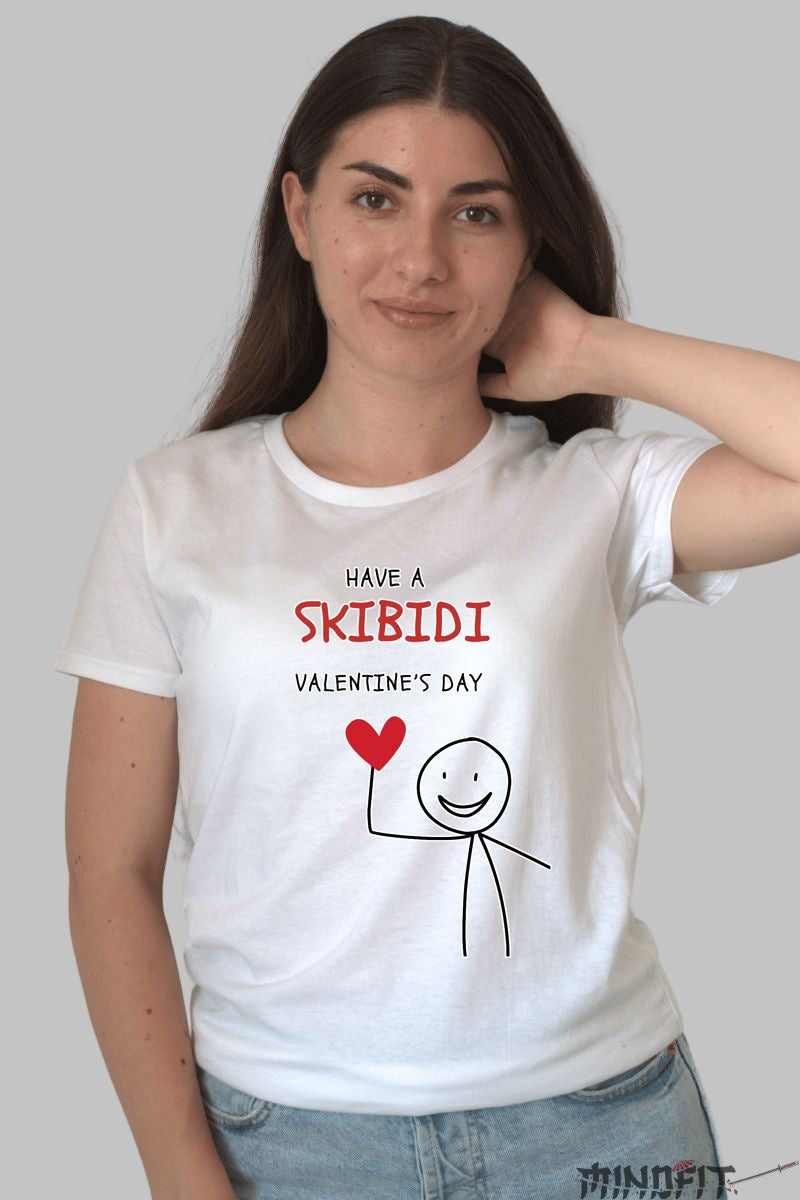 Tricou Valentine's Day - Have a Skibidi Valentine's Day dama alb
