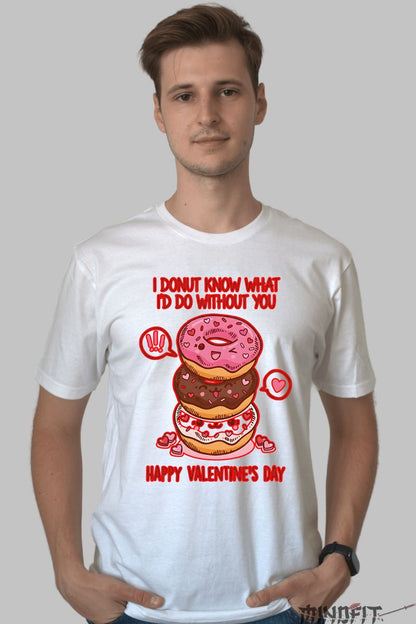 Tricou Valentine's Day - I Donut Know What I'd Do Without You barbat alb