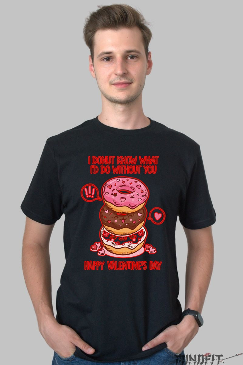 Tricou Valentine's Day - I Donut Know What I'd Do Without You barbat negru