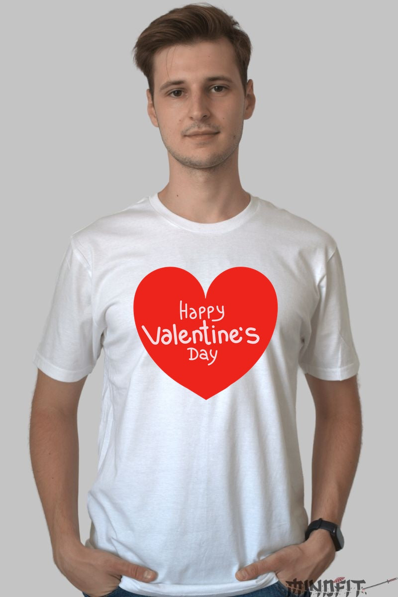 Tricou Valentine's Day - Inima Care Spune Tot barbat alb