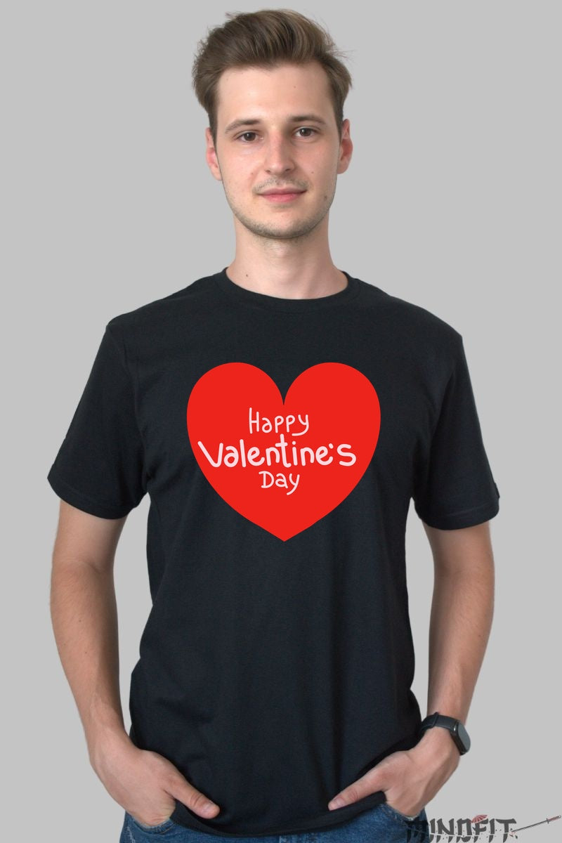 Tricou Valentine's Day - Inima Care Spune Tot barbat negru