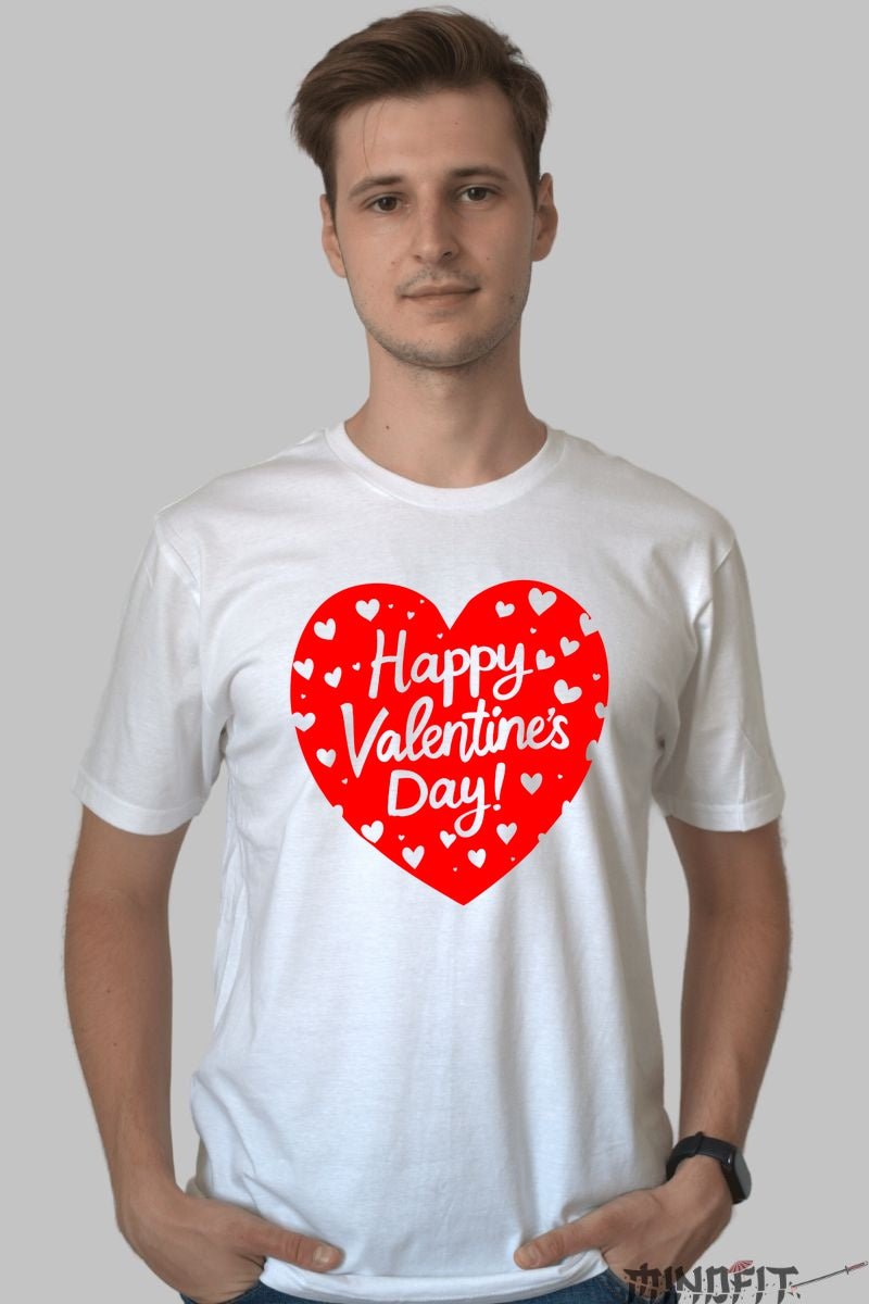 Tricou Valentine's Day - Inima Plina De Dragoste barbat alb