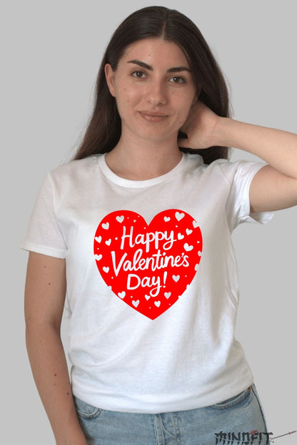 Tricou Valentine's Day - Inima Plina De Dragoste dama alb