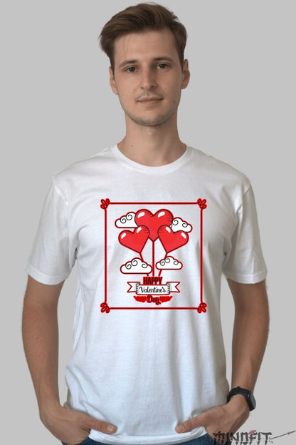 Tricou Valentine's Day - Inimi Zburatoare Pentru Iubirea Ta barbat alb
