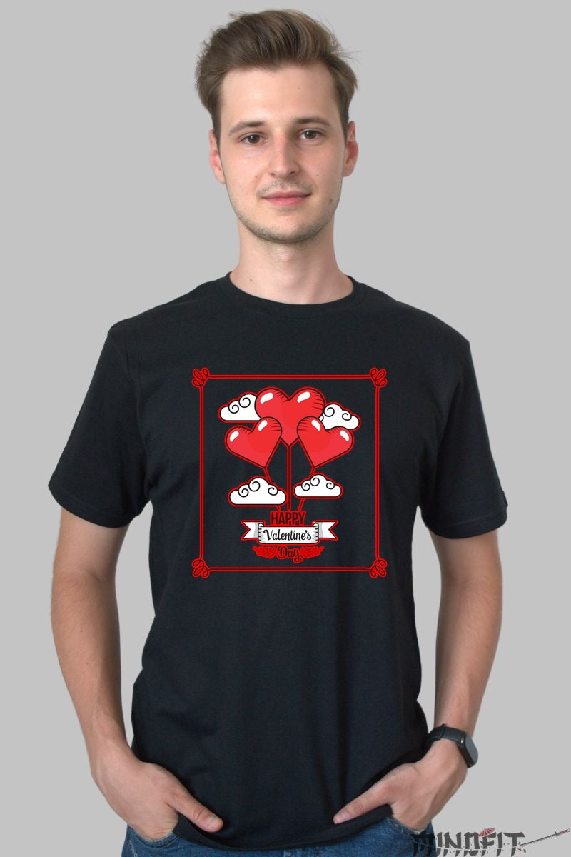 Tricou Valentine's Day - Inimi Zburatoare Pentru Iubirea Ta barbat negru