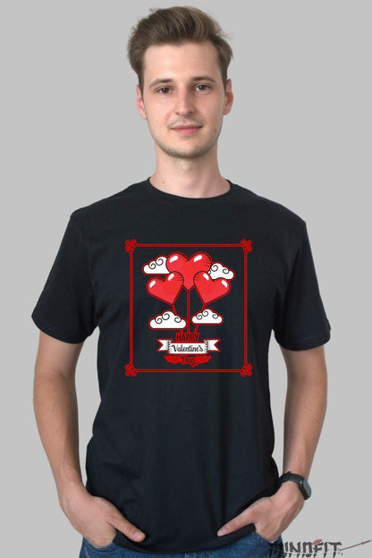 Tricou Valentine's Day - Inimi Zburatoare Pentru Iubirea Ta barbat negru