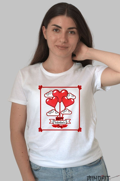 Tricou Valentine's Day - Inimi Zburatoare Pentru Iubirea Ta dama alb