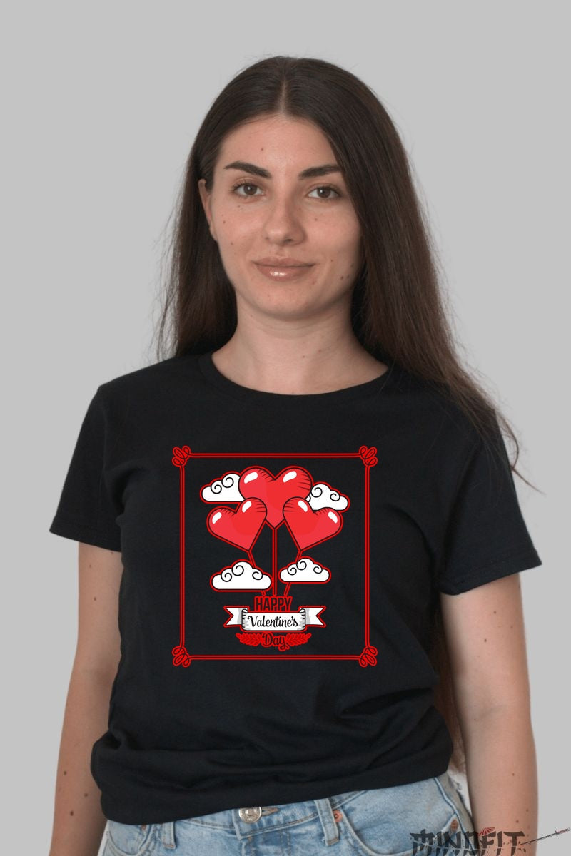 Tricou Valentine's Day - Inimi Zburatoare Pentru Iubirea Ta dama negru