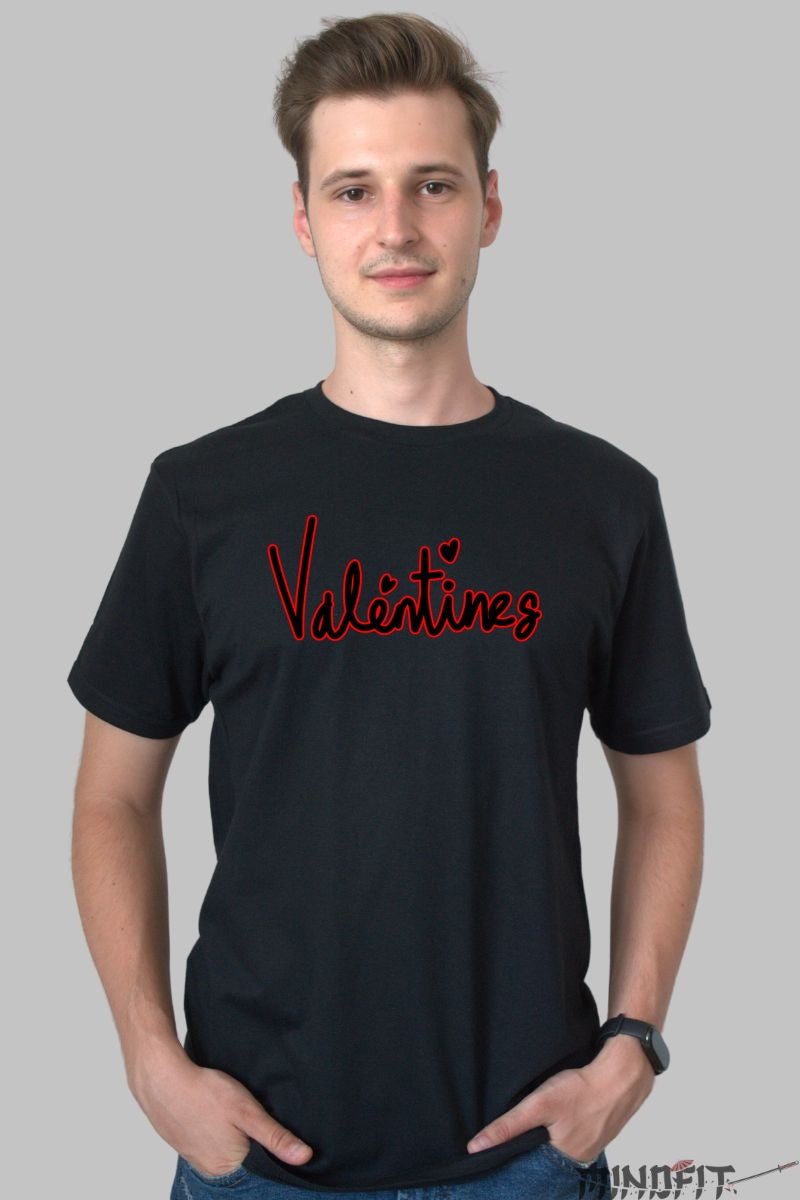 Tricou Valentine's Day - Mesaj Valentine's Scris cu Inima barbat negru