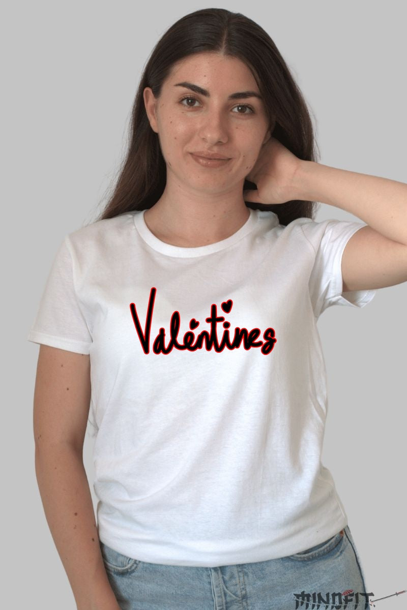 Tricou Valentine's Day - Mesaj Valentine's Scris cu Inima dama alb