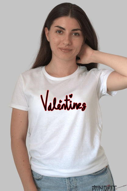 Tricou Valentine's Day - Mesaj Valentine's Scris cu Inima dama alb