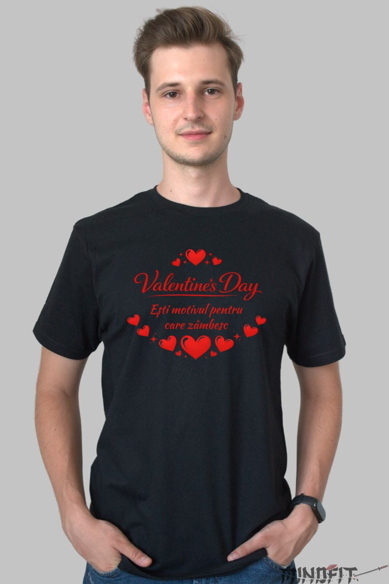 Tricou Valentine's Day - Motivul Zambetului Meu barbat negru