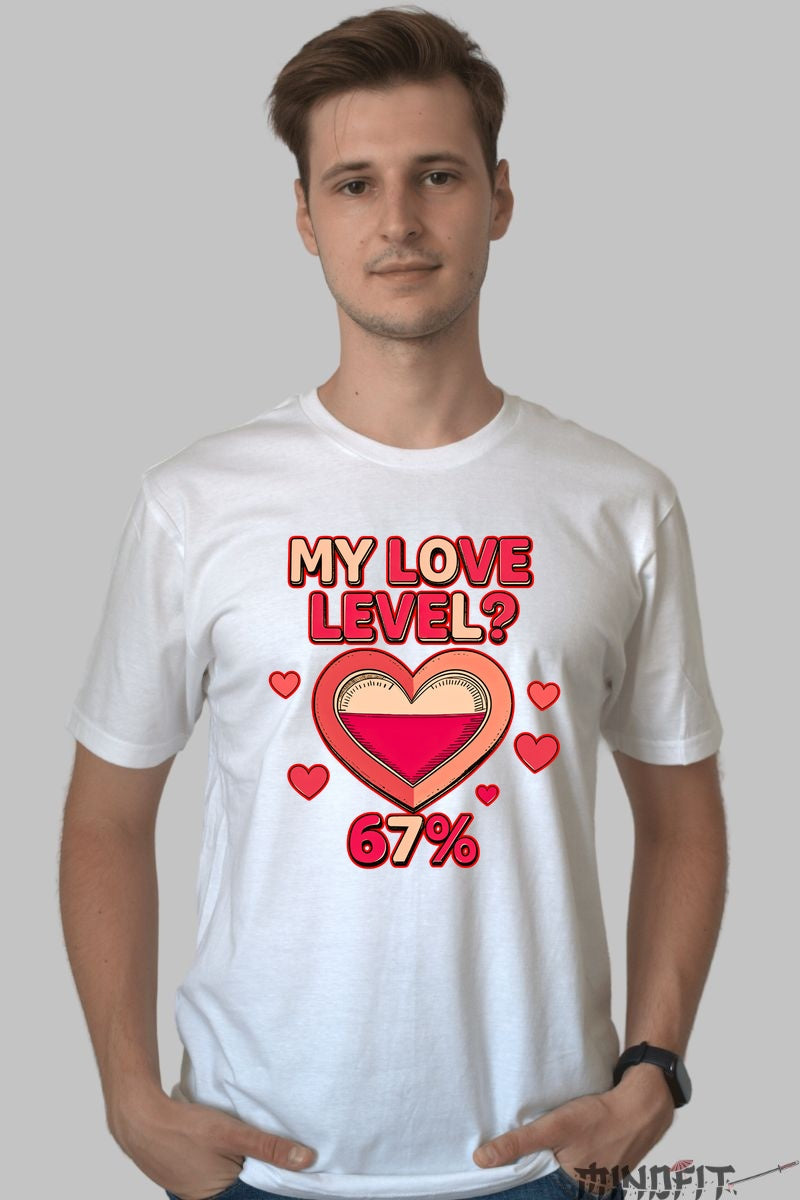Tricou Valentine's Day - My Love Level 67% barbat alb