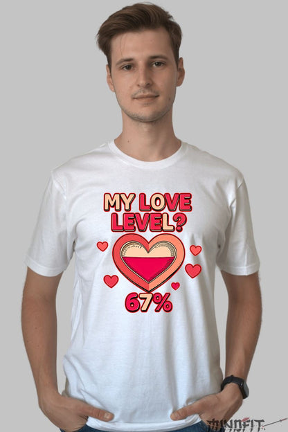 Tricou Valentine's Day - My Love Level 67% barbat alb