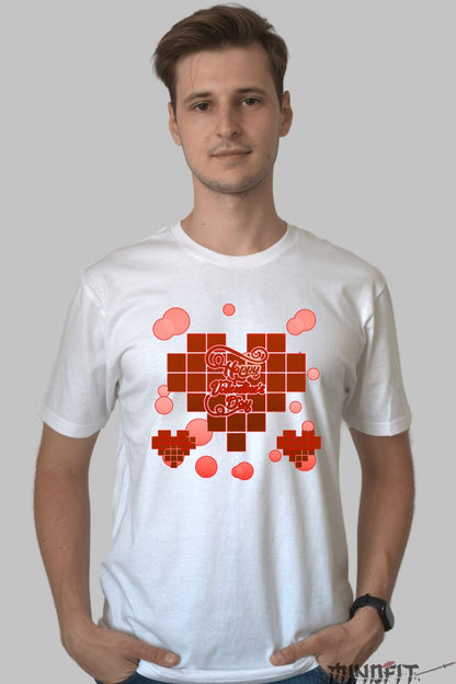 Tricou Valentine's Day Pixel Heart - Inima mea bate in 8-bit barbat alb