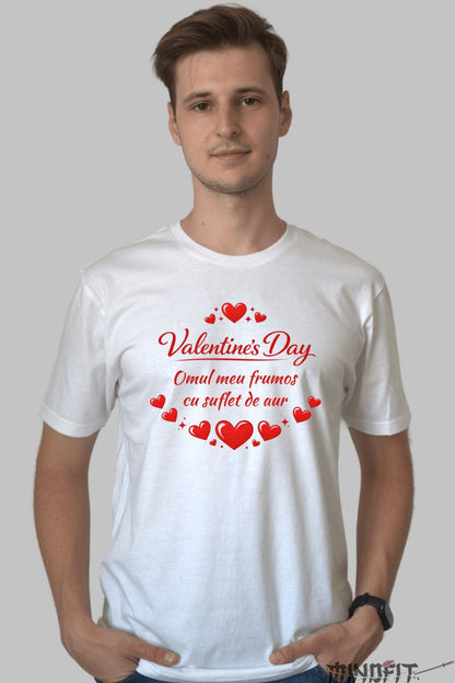 Tricou Valentine's Day - Suflet de Aur barbat alb