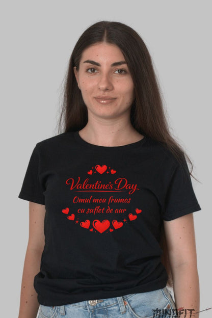 Tricou Valentine's Day - Suflet de Aur dama negru