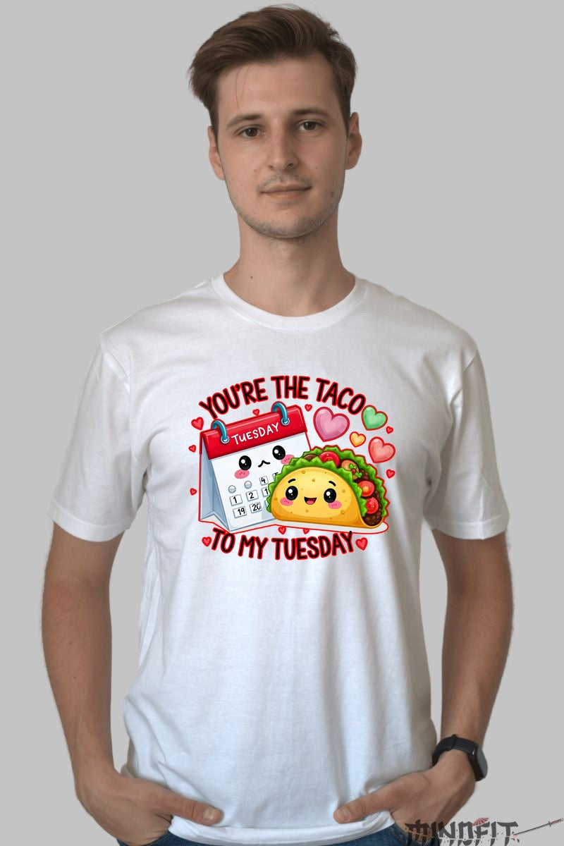 Tricou Valentine's Day - You-re The Taco To My Tuesday barbat alb