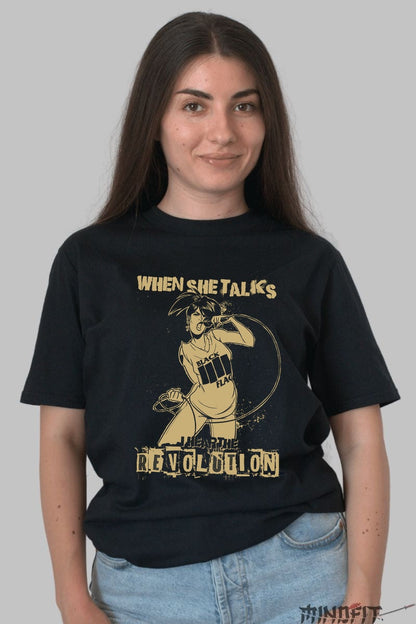 Tricou When She Talks - Hear the Revolution fata negru